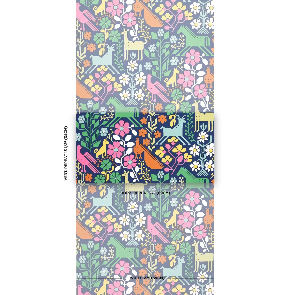LUPITA MULTI ON NAVY Schumacher Wallpaper wallpaper - SKU 5013760