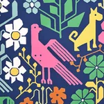 LUPITA - MULTI ON NAVY Schumacher Wallpaper | Wallpaper Twin LUPITA MULTI ON NAVY Schumacher Wallpaper wallpaper - SKU 5013760