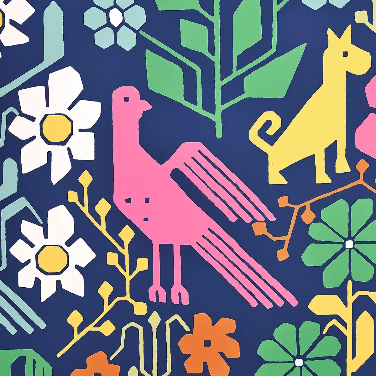 LUPITA - MULTI ON NAVY Schumacher Wallpaper | Wallpaper Twin LUPITA MULTI ON NAVY Schumacher Wallpaper wallpaper - SKU 5013760