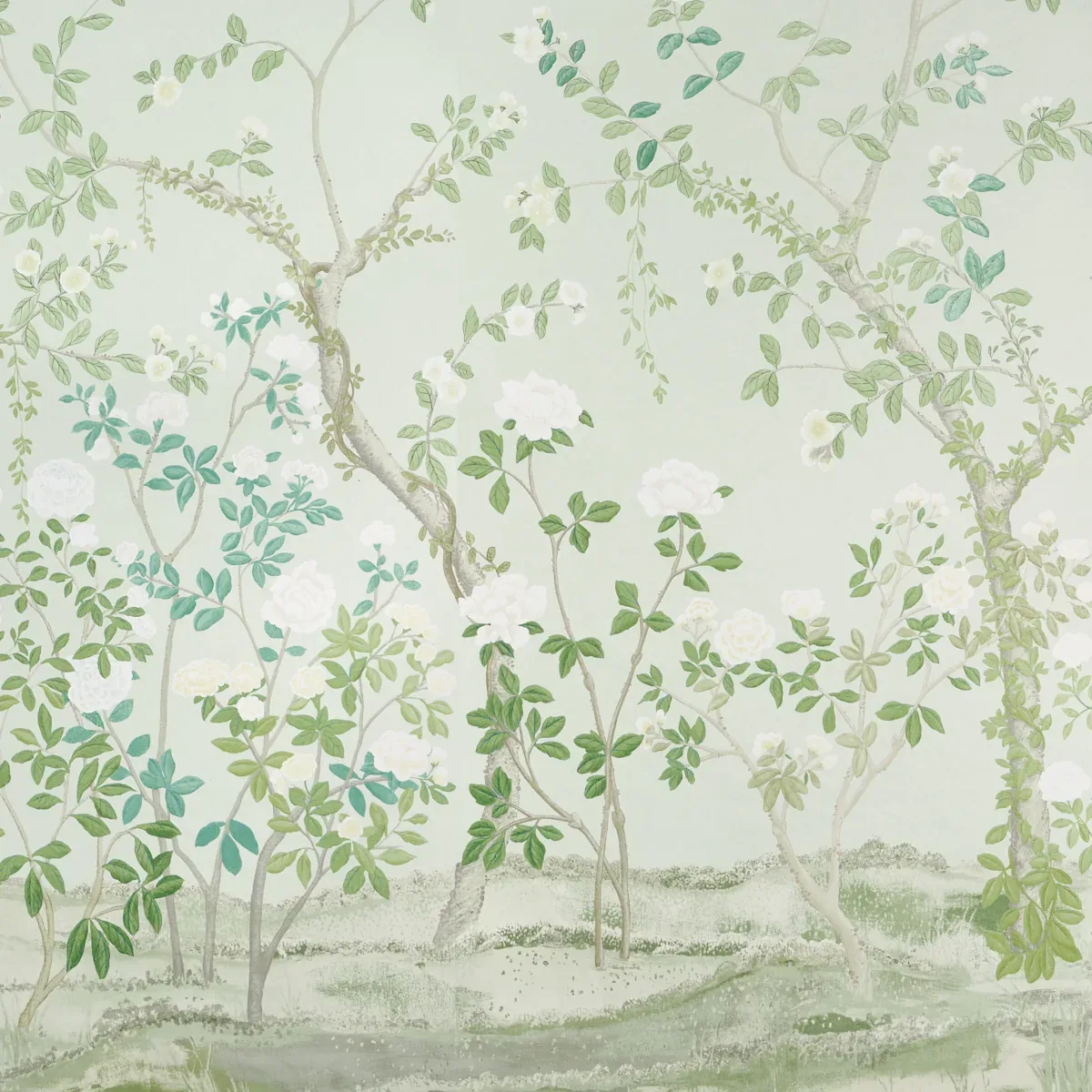 MADAME DE POMPADOUR PANEL SET - GREEN Schumacher Wallpaper | MADAME DE POMPADOUR PANEL SET GREEN Schumacher Wallpaper wallpaper - SKU 5008543