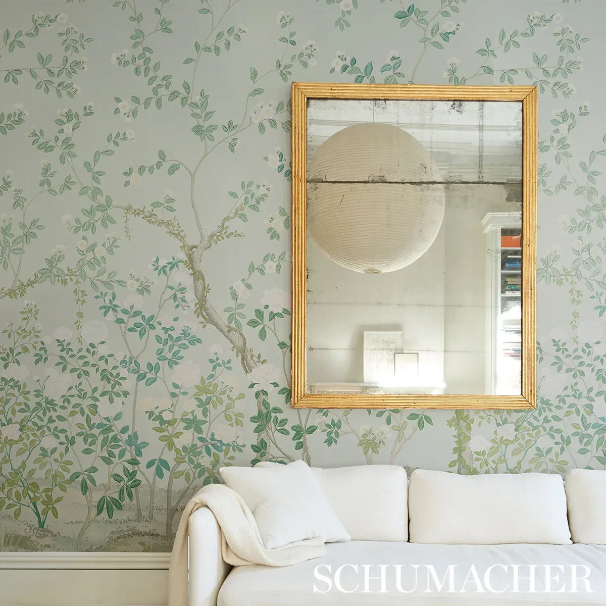 MADAME DE POMPADOUR PANEL SET - GREEN Schumacher Wallpaper | MADAME DE POMPADOUR PANEL SET GREEN Schumacher Wallpaper wallpaper - SKU 5008543