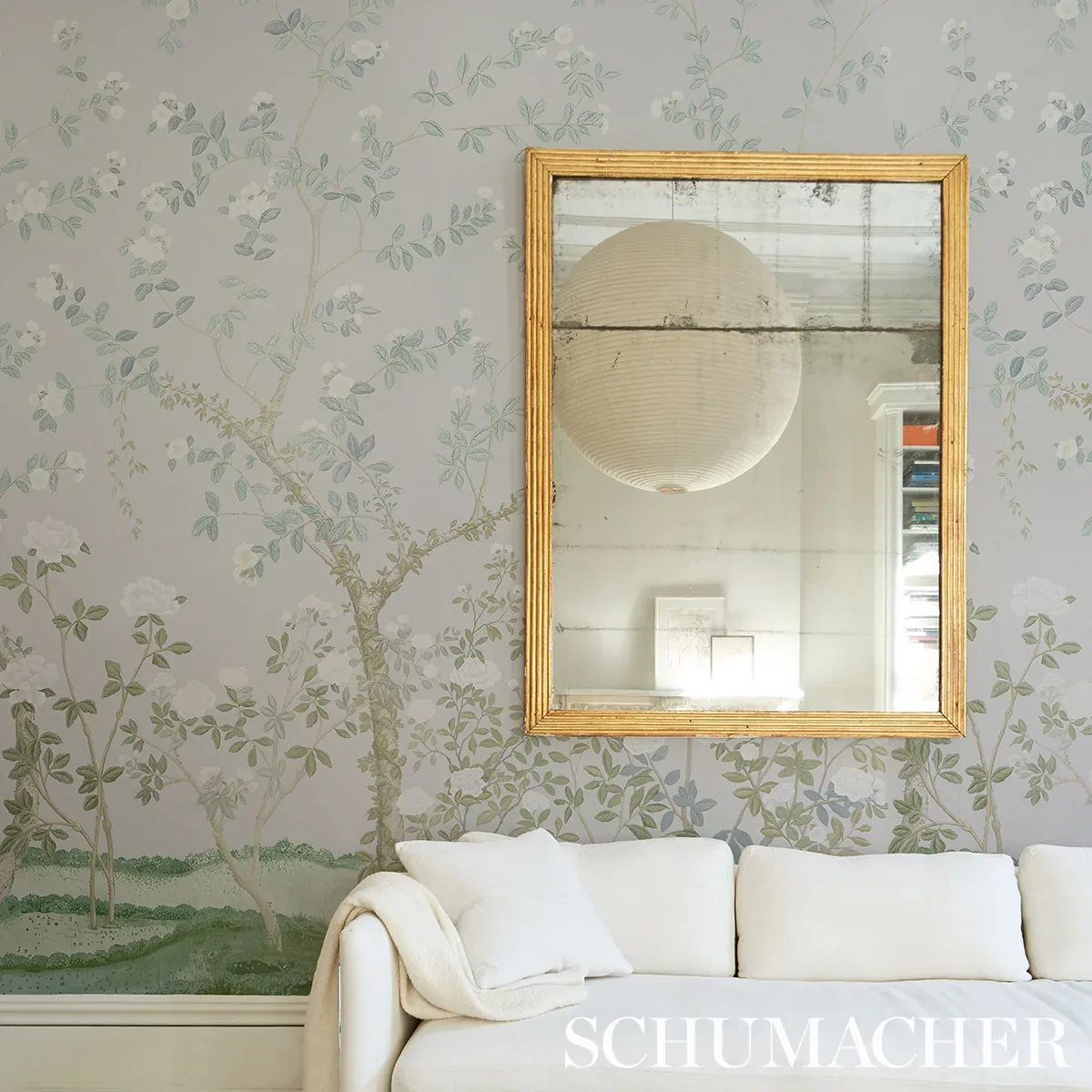 MADAME DE POMPADOUR PANEL SET GREY Schumacher Wallpaper wallpaper - SKU 5008545