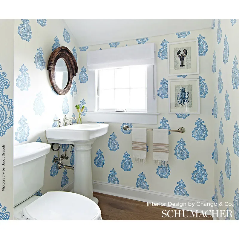 MADRAS PAISLEY DELFT Schumacher Wallpaper wallpaper - SKU 5005301