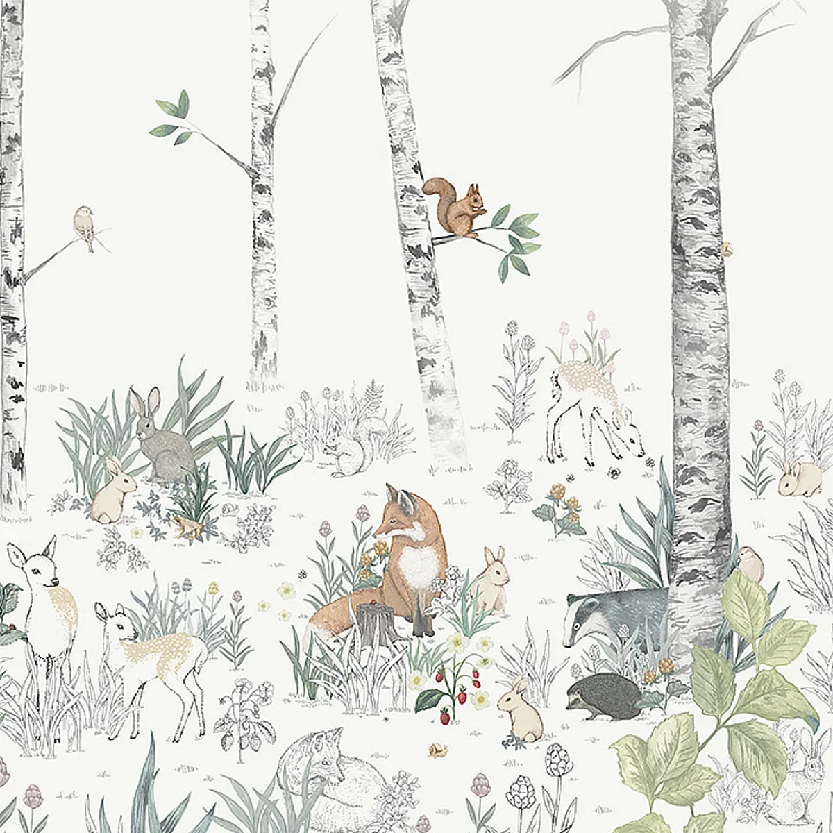 MAGIC FOREST MURAL IVORY Schumacher Wallpaper wallpaper - SKU 7481
