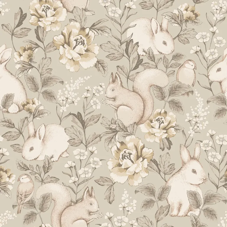 Schumacher MAGIC FOREST wallpaper, color TAUPE, SKU 6933
