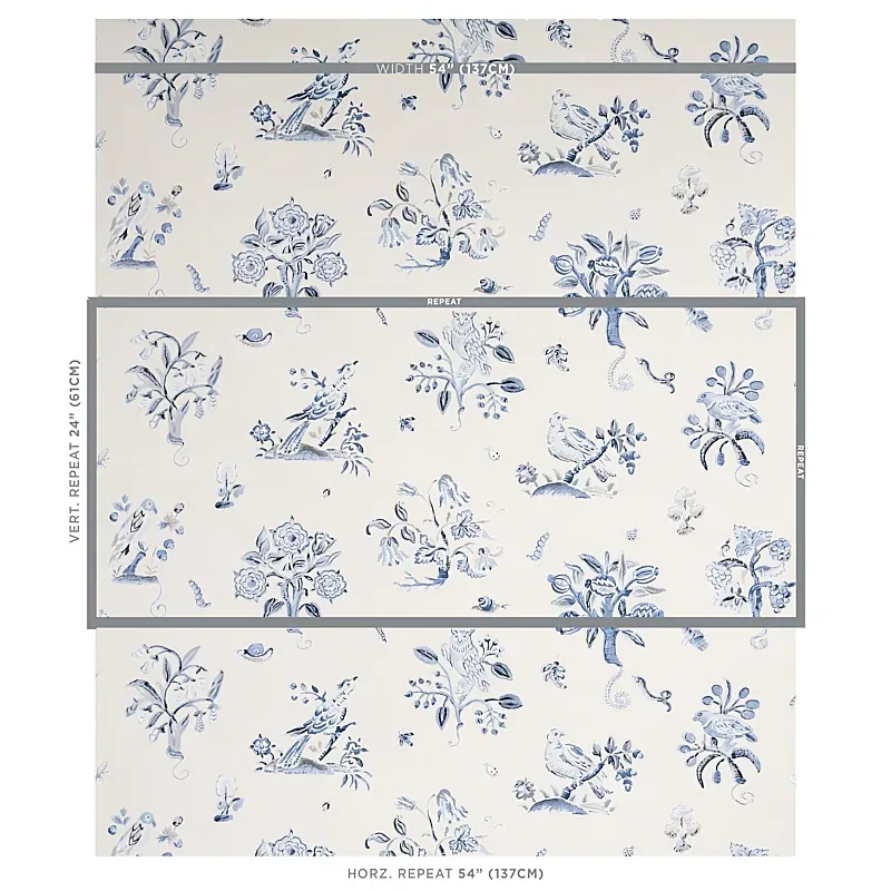 MAGICAL MENAGERIE BLUES Schumacher Wallpaper wallpaper - SKU 5012212