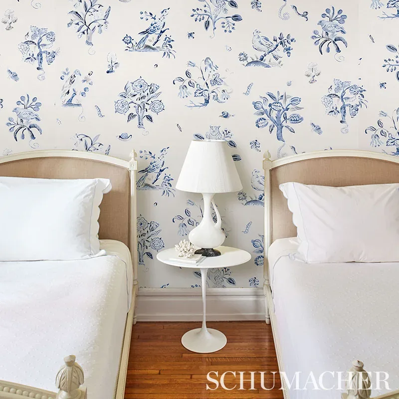 MAGICAL MENAGERIE - BLUES Schumacher Wallpaper | Wallpaper T MAGICAL MENAGERIE BLUES Schumacher Wallpaper wallpaper - SKU 5012212