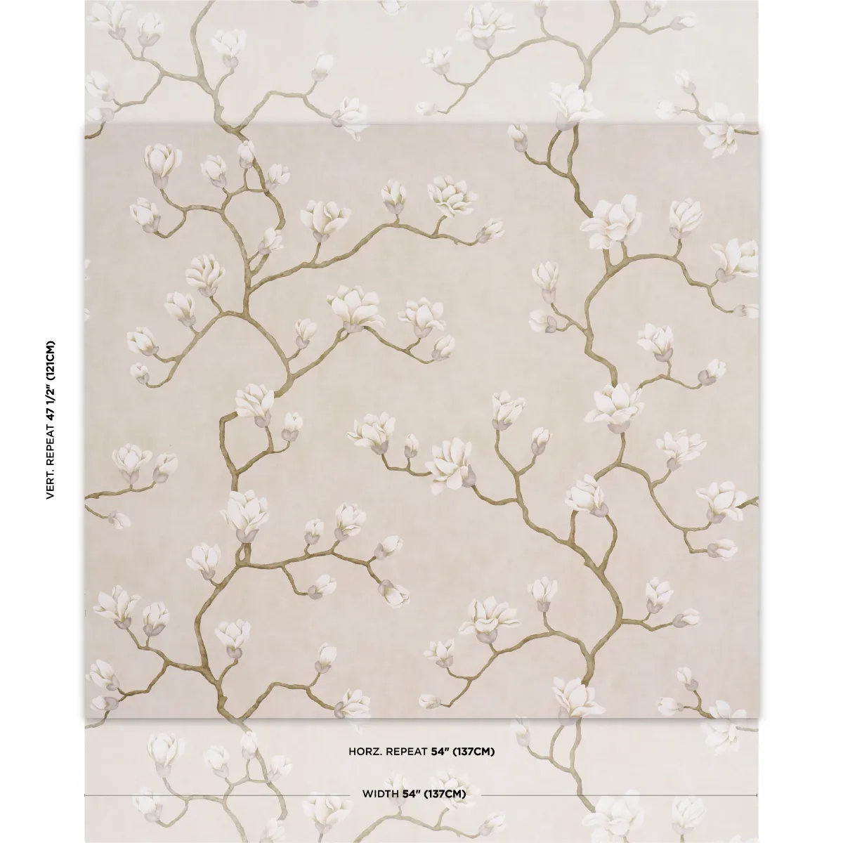 MAGNOLIA TREE GRISAILLE Schumacher Wallpaper wallpaper - SKU 5016931