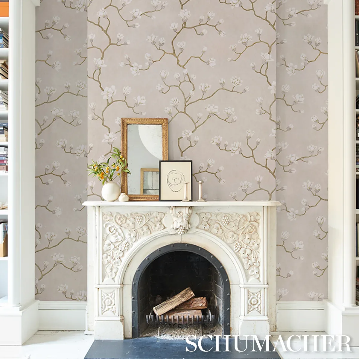 MAGNOLIA TREE GRISAILLE Schumacher Wallpaper wallpaper - SKU 5016931