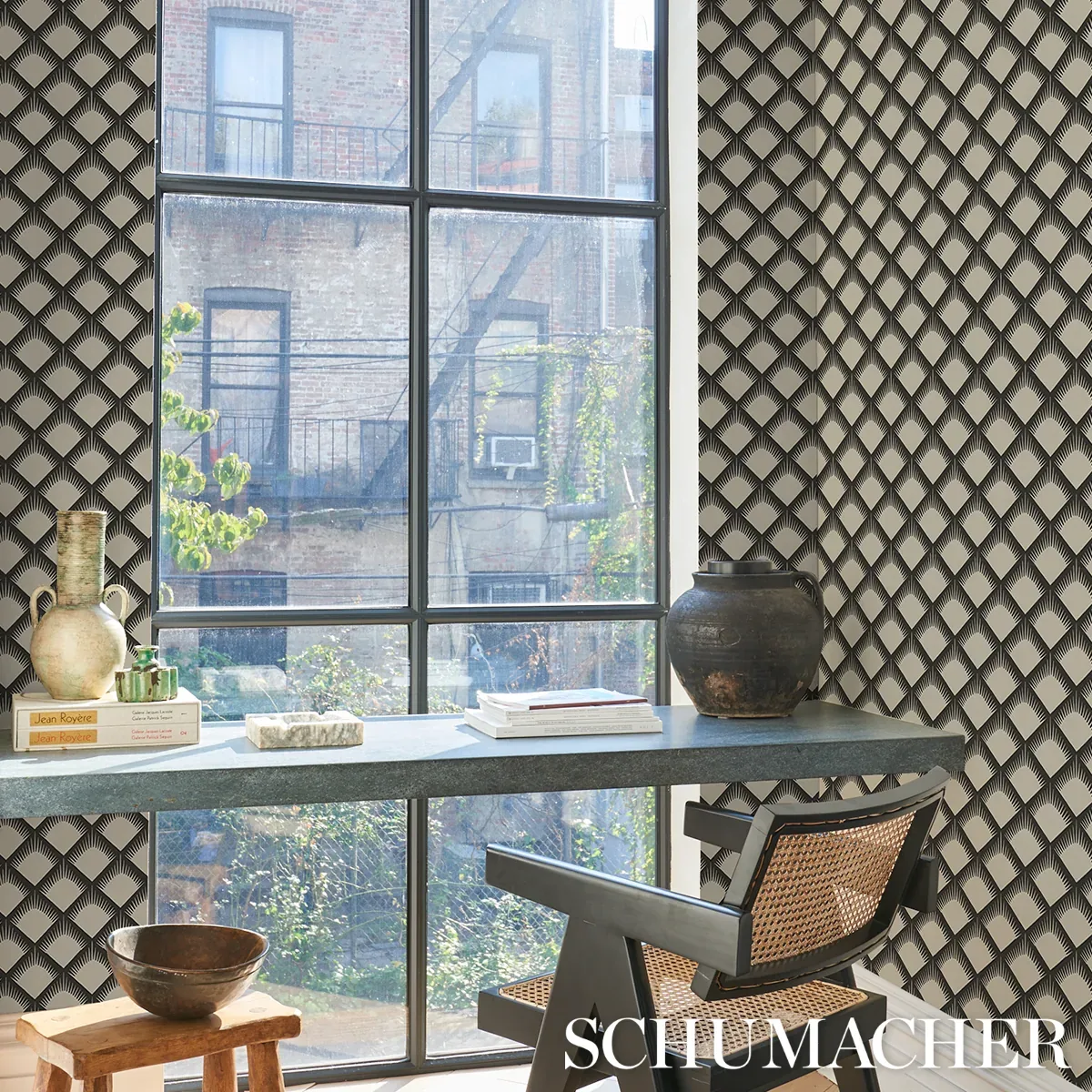 MAIZE BLACK & CREAM Schumacher Wallpaper wallpaper - SKU 5015040