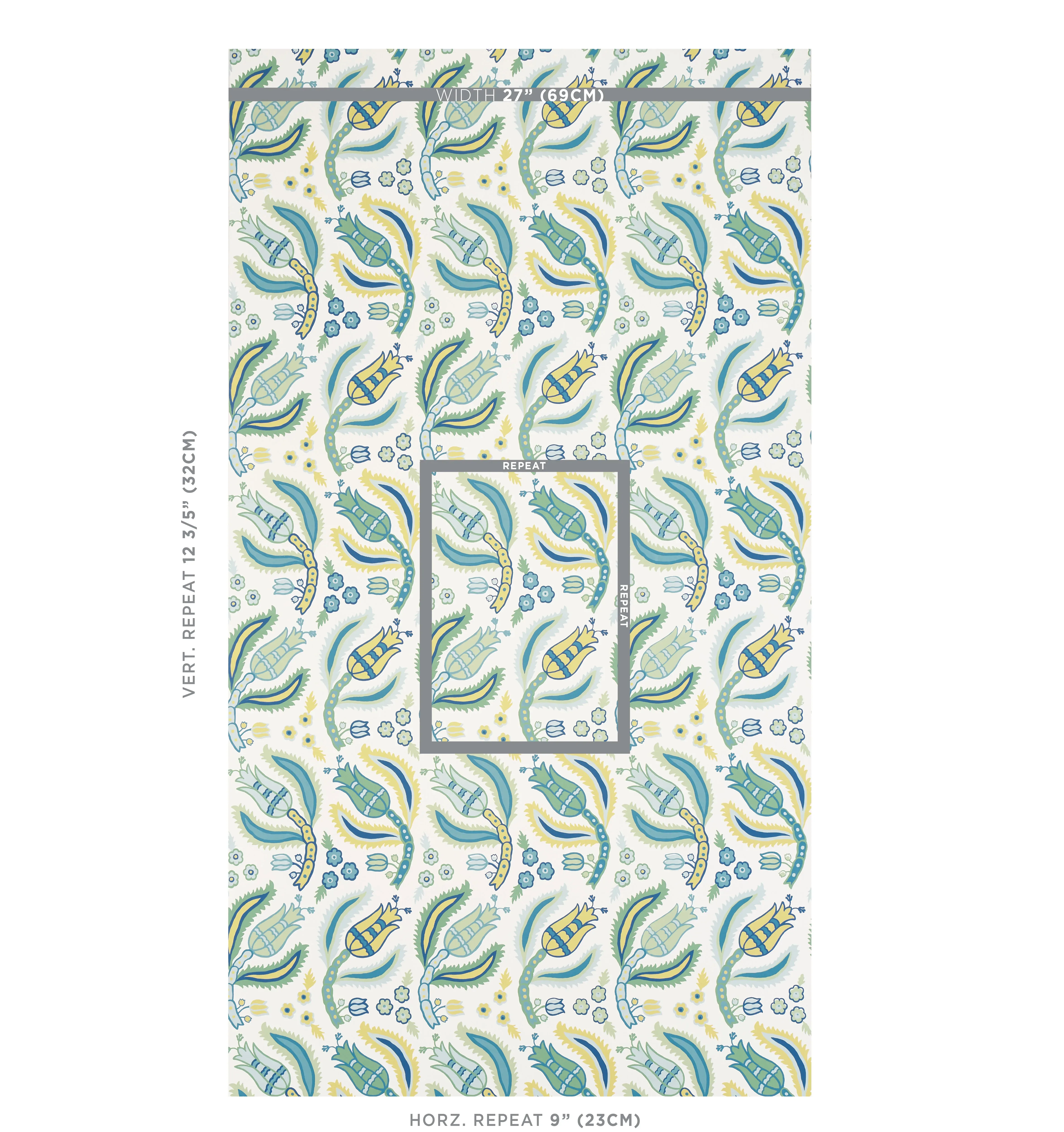 MALABAR VINE PEACOCK Schumacher Wallpaper wallpaper - SKU 5012340