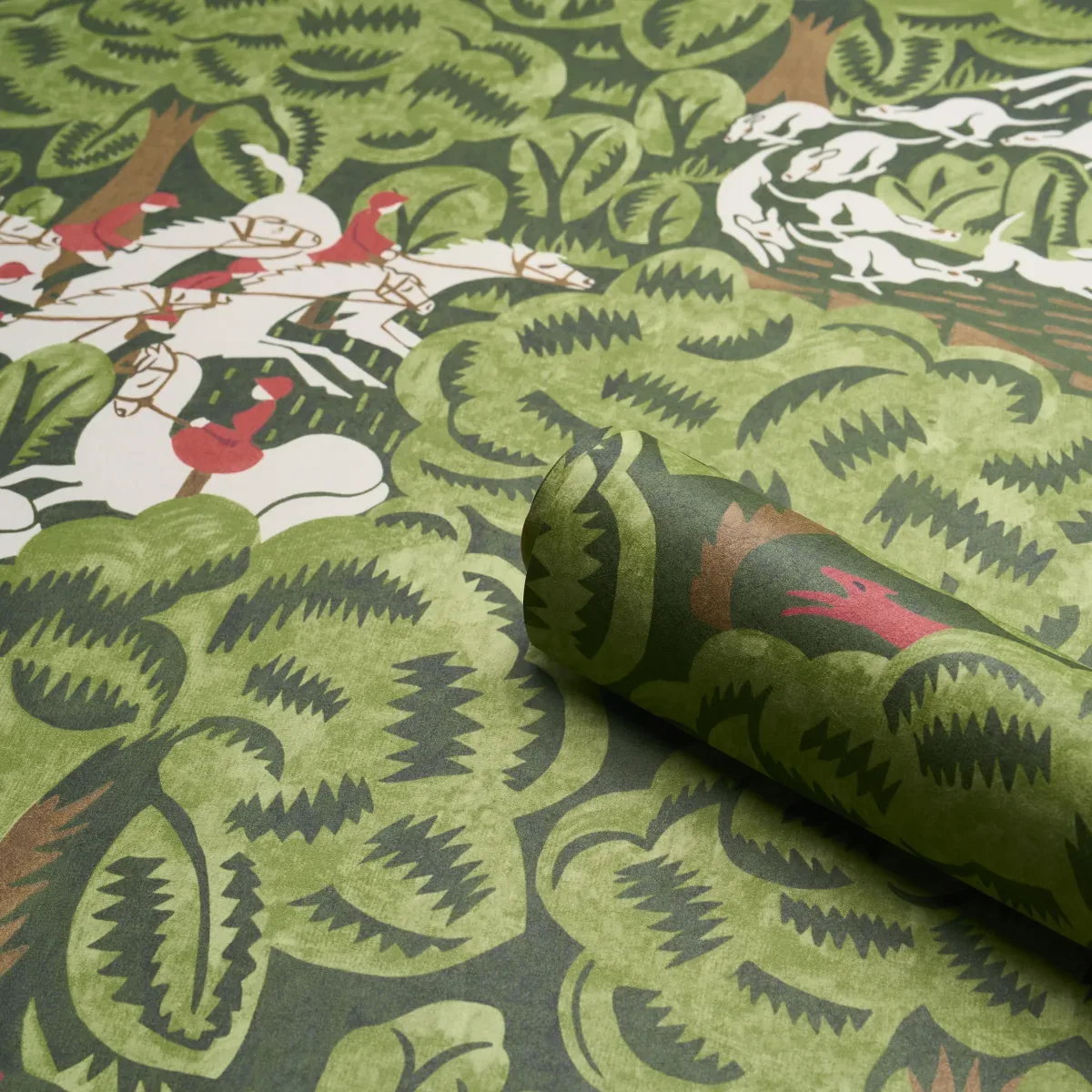 MARGARET SCHLOEMAN'S FOX CHASE - FOREST Schumacher Wallpaper MARGARET SCHLOEMAN'S FOX CHASE FOREST Schumacher Wallpaper wallpaper - SKU 5016150