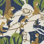MARGARET SCHLOEMAN'S FOX CHASE NAVY & GREEN Schumacher Wallpaper wallpaper - SKU 5016151