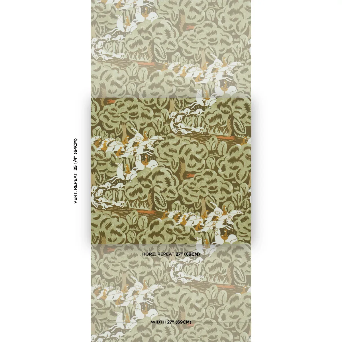MARGARET SCHLOEMAN'S FOX CHASE SAGE & SOFT BROWN Schumacher Wallpaper wallpaper - SKU 5016152