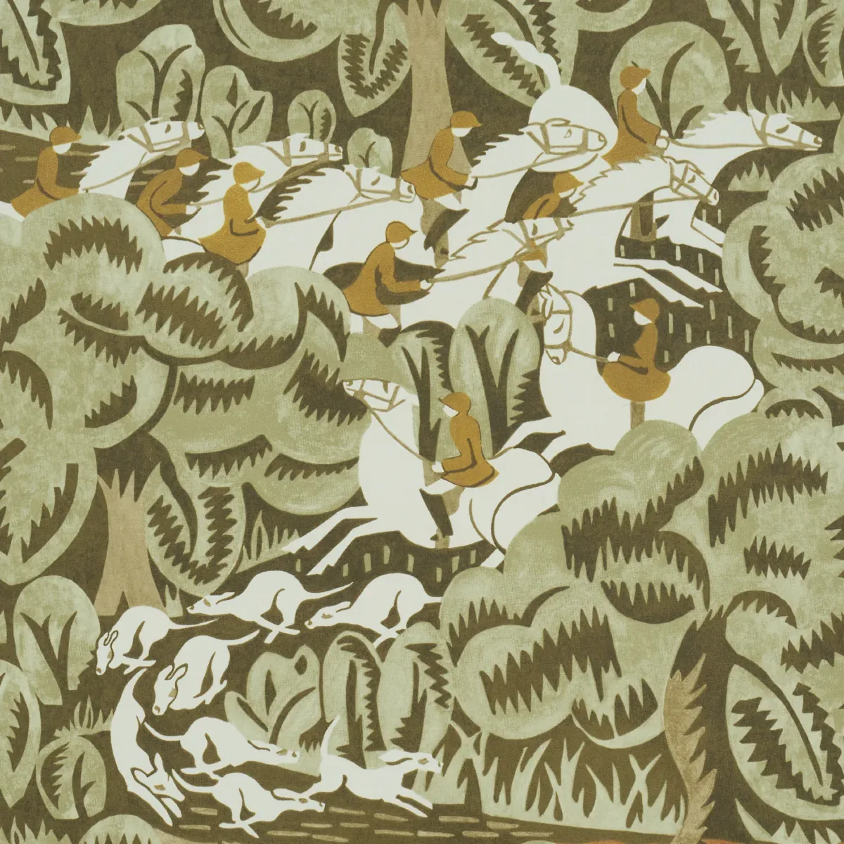 MARGARET SCHLOEMAN'S FOX CHASE SAGE & SOFT BROWN Schumacher Wallpaper wallpaper - SKU 5016152