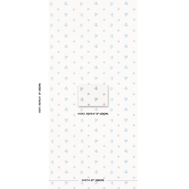 Schumacher MARGIE FLORAL wallpaper, color PORCELAIN, SKU 5014740