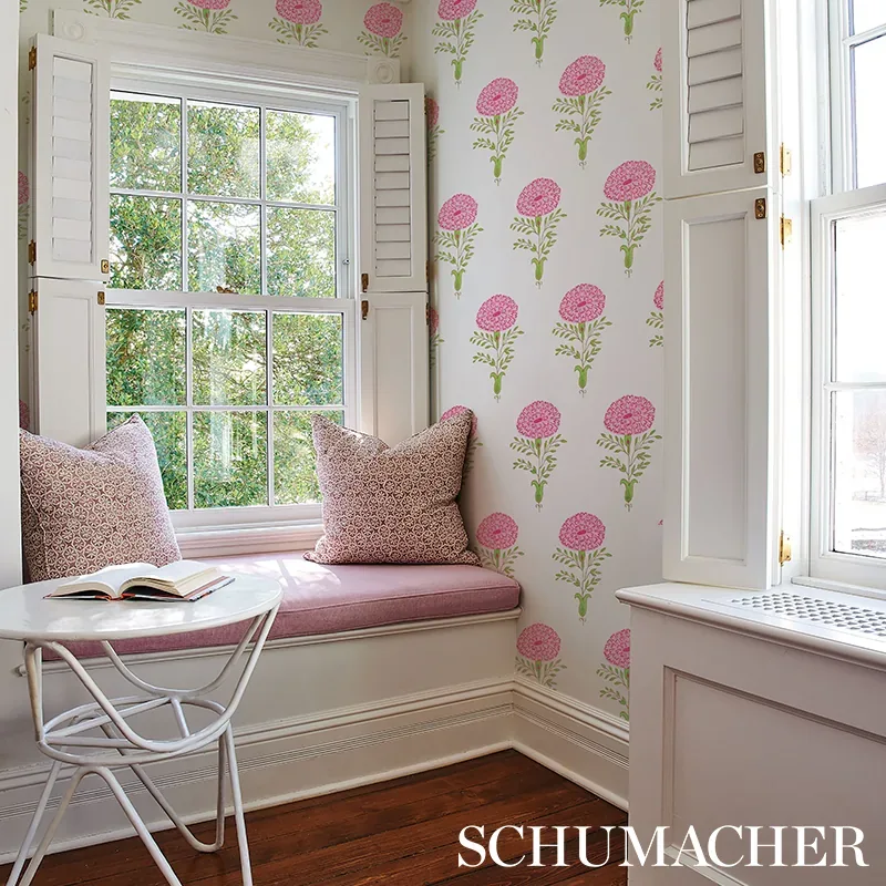 Marigold - PINK Schumacher Wallpaper | Wallpaper Twins Marigold PINK Schumacher Wallpaper wallpaper - SKU 5012070