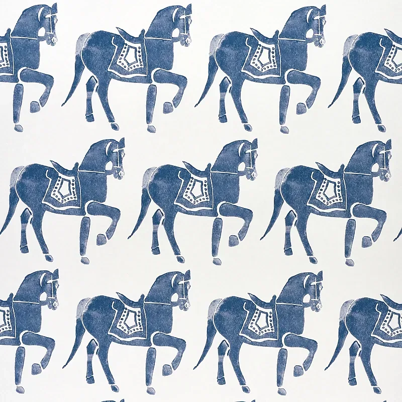 Marwari Horse NAVY Schumacher Wallpaper wallpaper - SKU 5011130