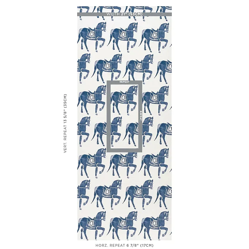 Marwari Horse NAVY Schumacher Wallpaper wallpaper - SKU 5011130