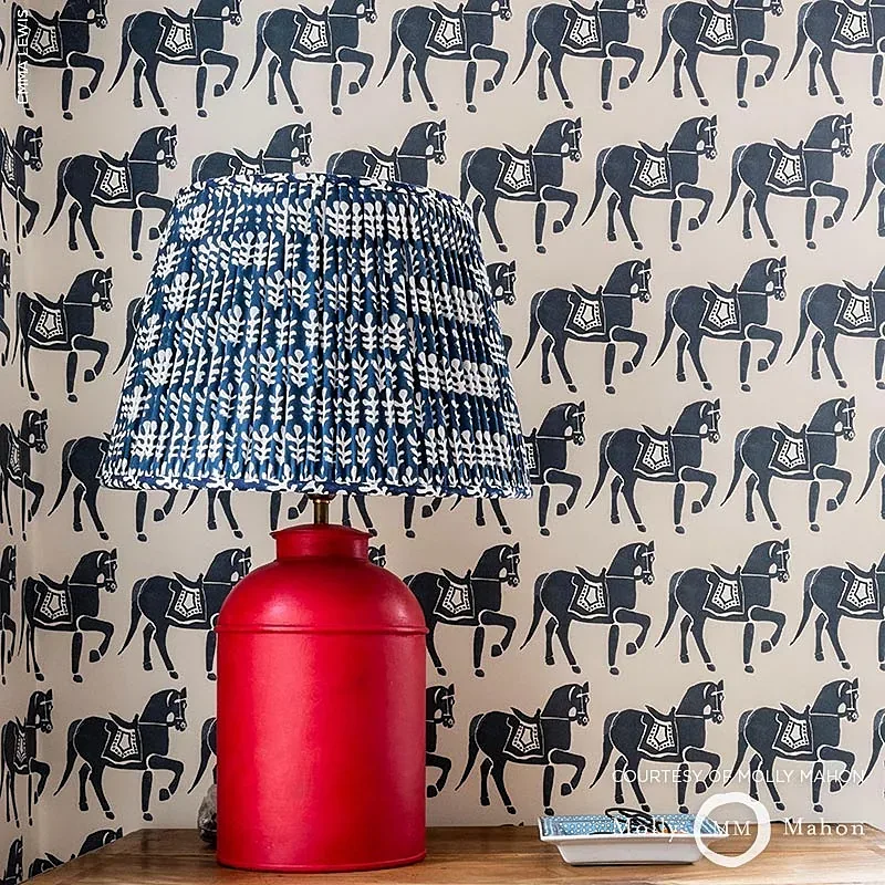 Marwari Horse - NAVY Schumacher Wallpaper | Wallpaper Twins Marwari Horse NAVY Schumacher Wallpaper wallpaper - SKU 5011130