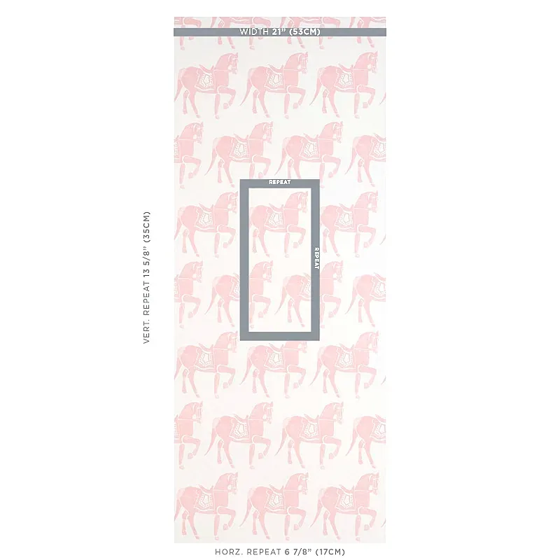 Marwari Horse PINK Schumacher Wallpaper wallpaper - SKU 5011132