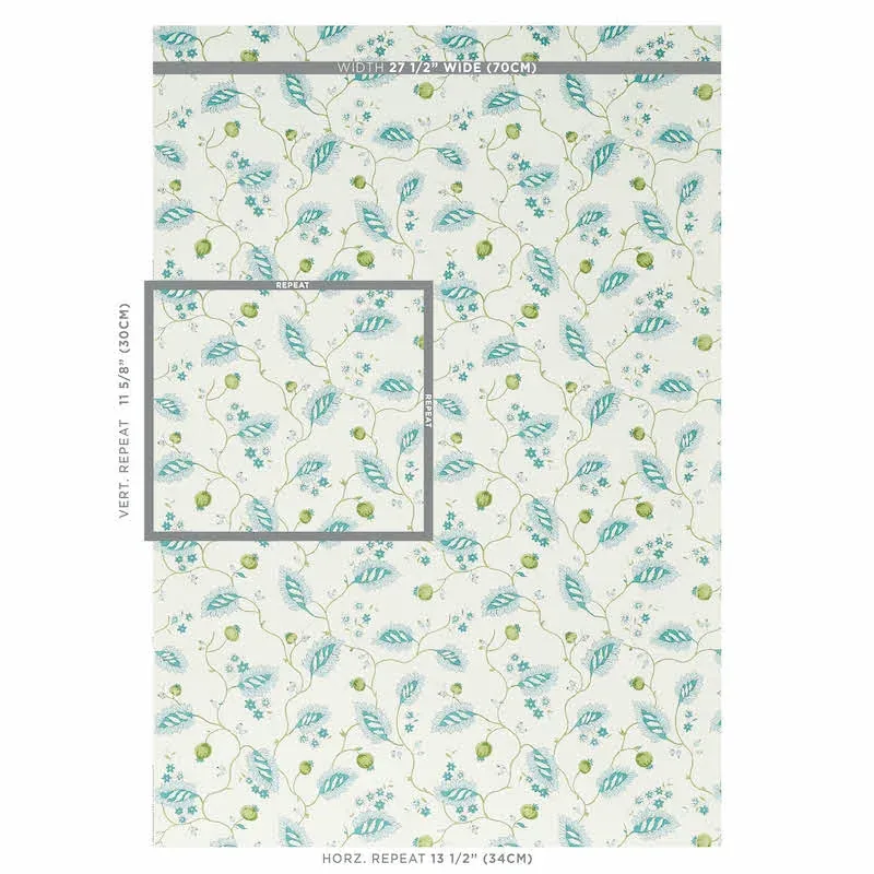 MARYAM VINE PEACOCK Schumacher Wallpaper wallpaper - SKU 5011600