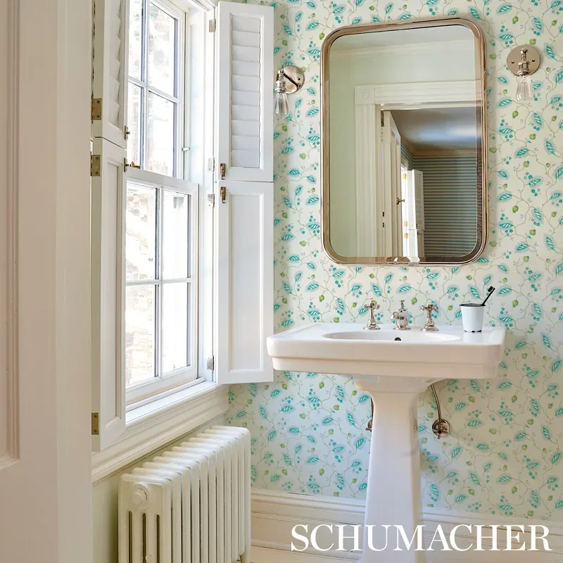 MARYAM VINE PEACOCK Schumacher Wallpaper wallpaper - SKU 5011600