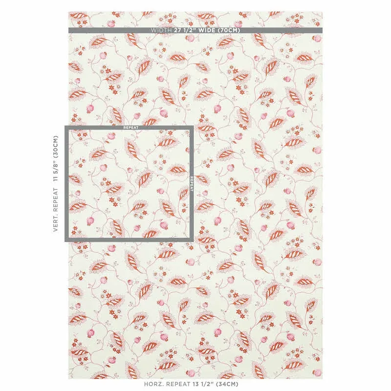 MARYAM VINE PINK & RED Schumacher Wallpaper wallpaper - SKU 5011602