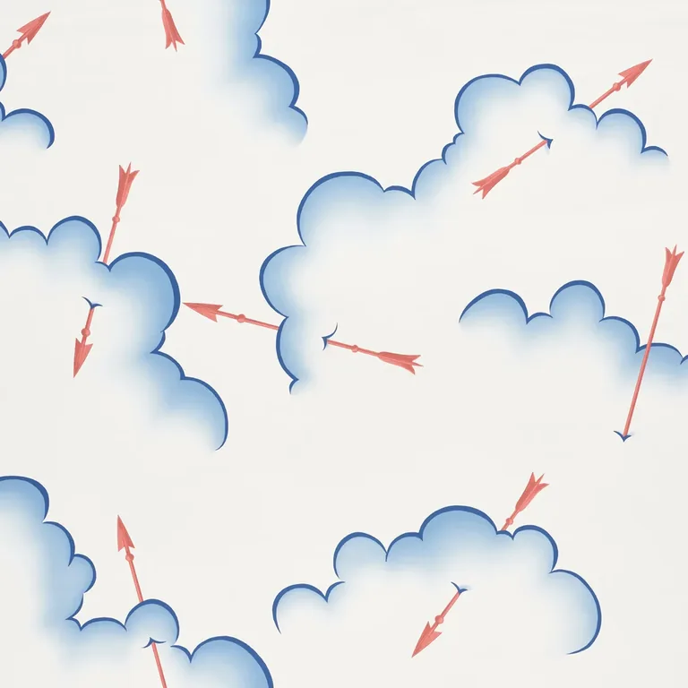 Schumacher MERCURIO wallpaper, color RED & BLUE, SKU 5009350