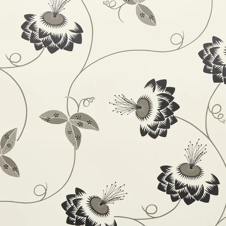 Schumacher MERLIN wallpaper, color BLACK & CREAM, SKU 5015050