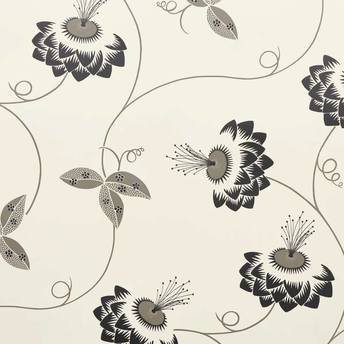 MERLIN BLACK & CREAM Schumacher Wallpaper wallpaper - SKU 5015050