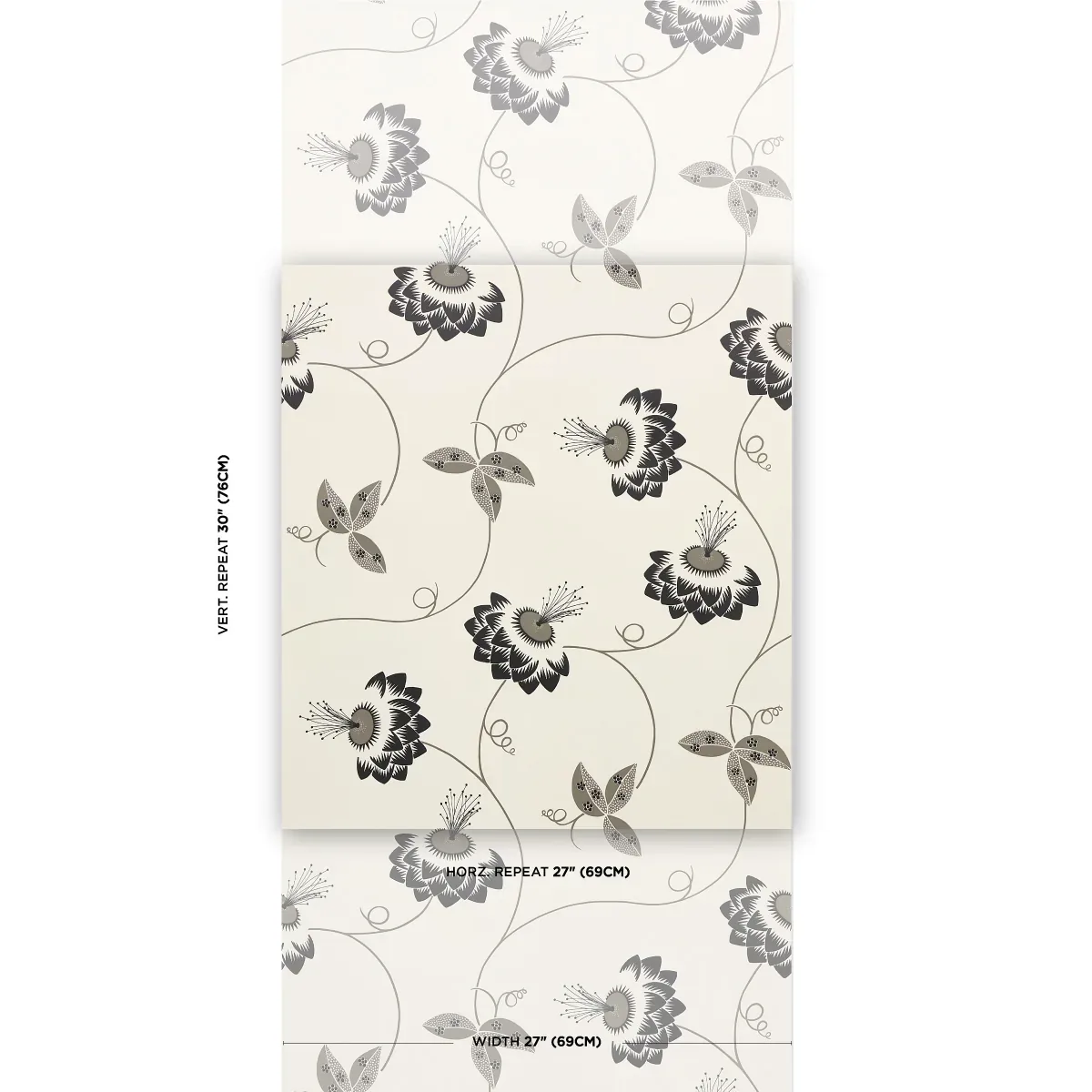 MERLIN BLACK & CREAM Schumacher Wallpaper wallpaper - SKU 5015050