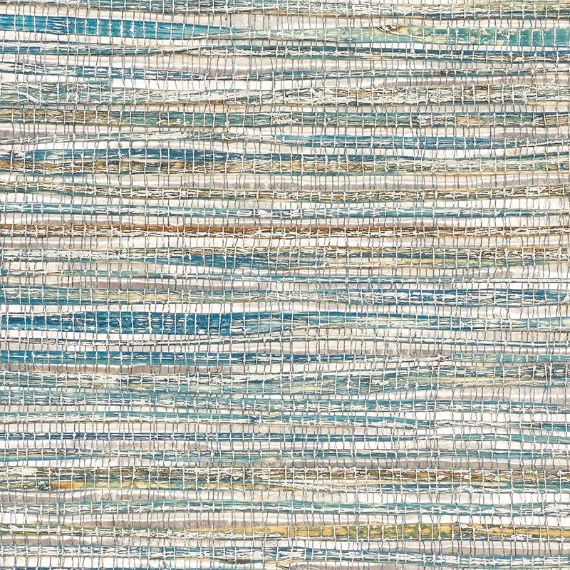 METALLIZED FLAX PEACOCK Schumacher Wallpaper wallpaper - SKU 5010280