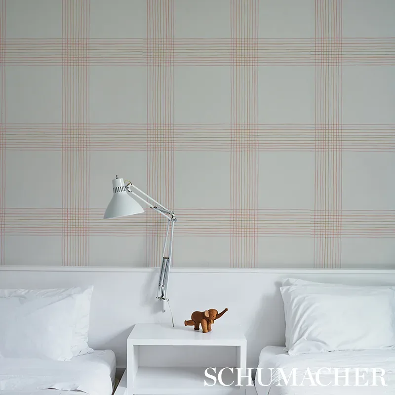 MINERVA PLAID - PINK Schumacher Wallpaper | Wallpaper Twins MINERVA PLAID PINK Schumacher Wallpaper wallpaper - SKU 5012372