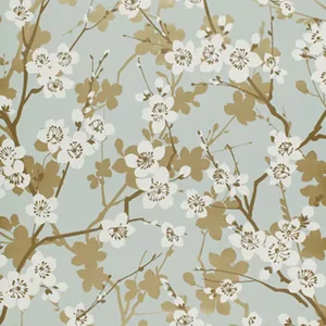 Schumacher MING CHERRY BLOSSOM wallpaper, color AQUA, SKU 5001070