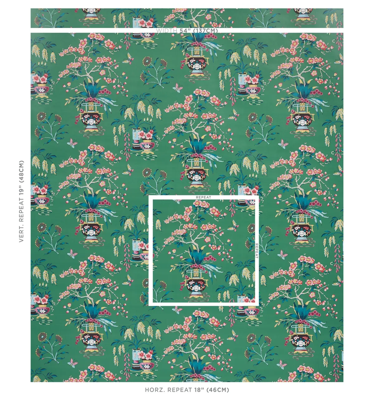 MING VASE JADE Schumacher Wallpaper wallpaper - SKU 5013582