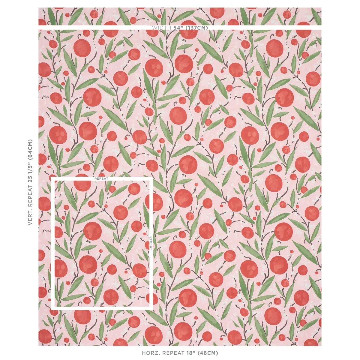 MIRABELLE CHERRY & BLUSH Schumacher Wallpaper wallpaper - SKU 5013201