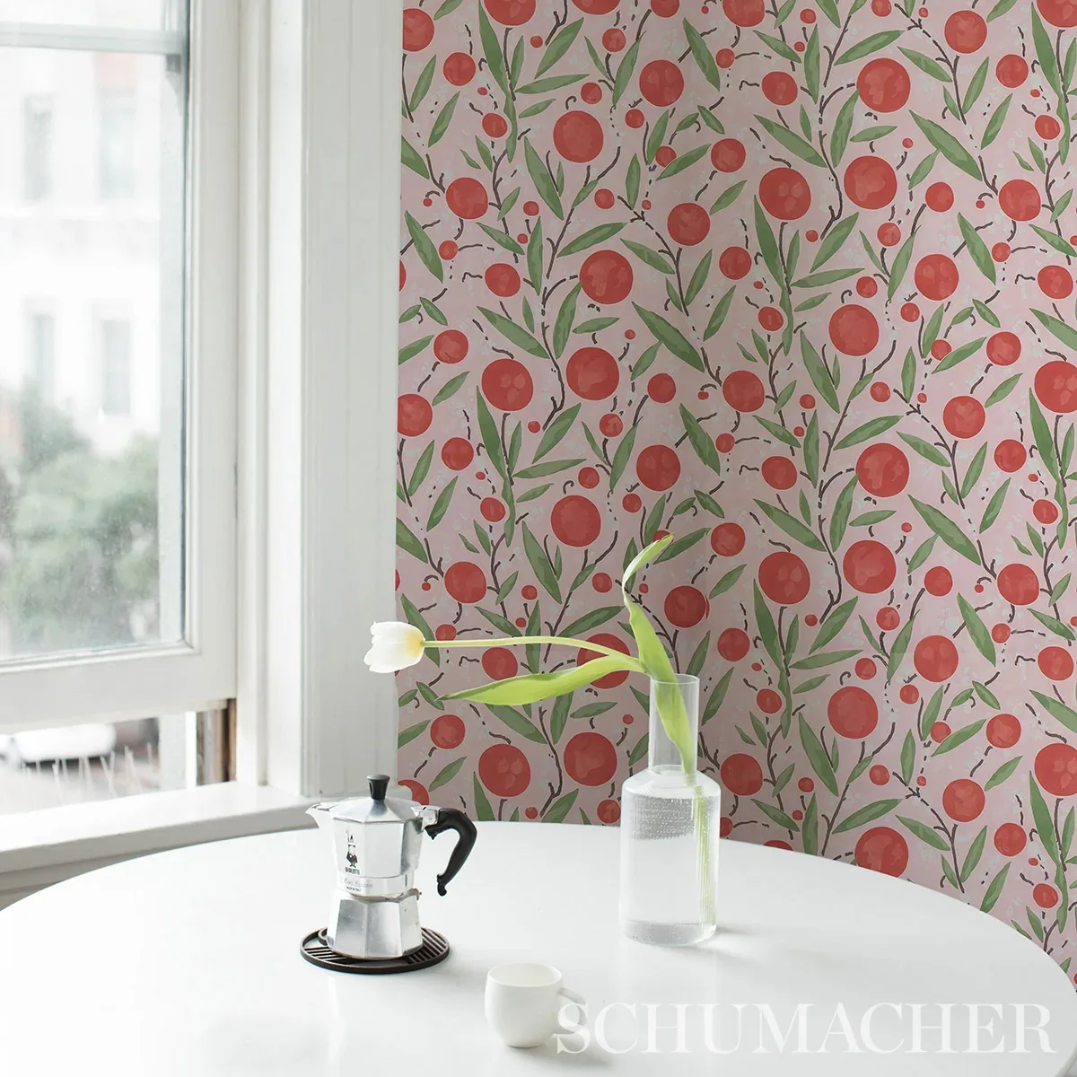MIRABELLE CHERRY & BLUSH Schumacher Wallpaper wallpaper - SKU 5013201