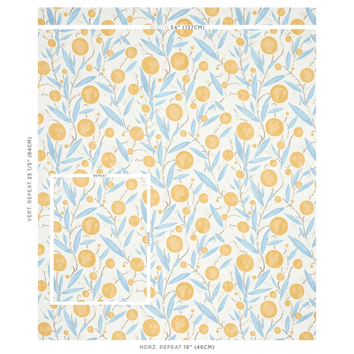 MIRABELLE YELLOW & SKY Schumacher Wallpaper wallpaper - SKU 5013200