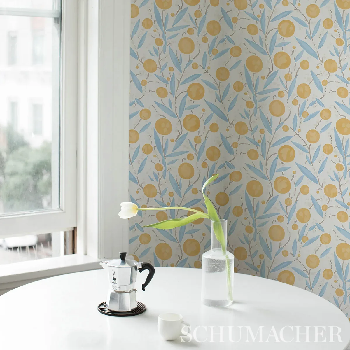 MIRABELLE YELLOW & SKY Schumacher Wallpaper wallpaper - SKU 5013200