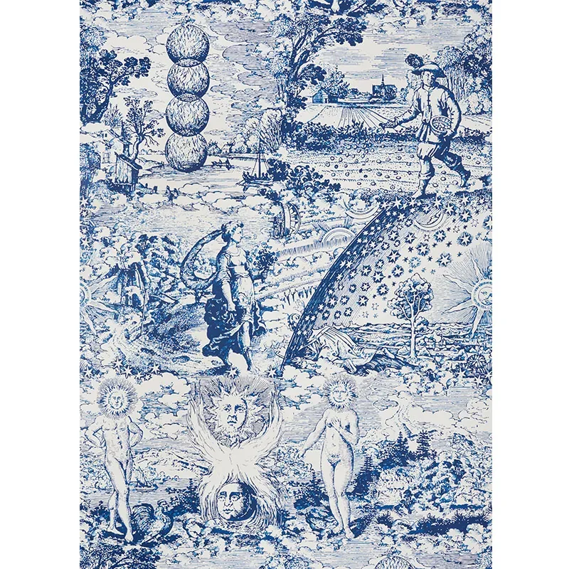 MODERN TOILE INDIGO Schumacher Wallpaper wallpaper - SKU 5010421
