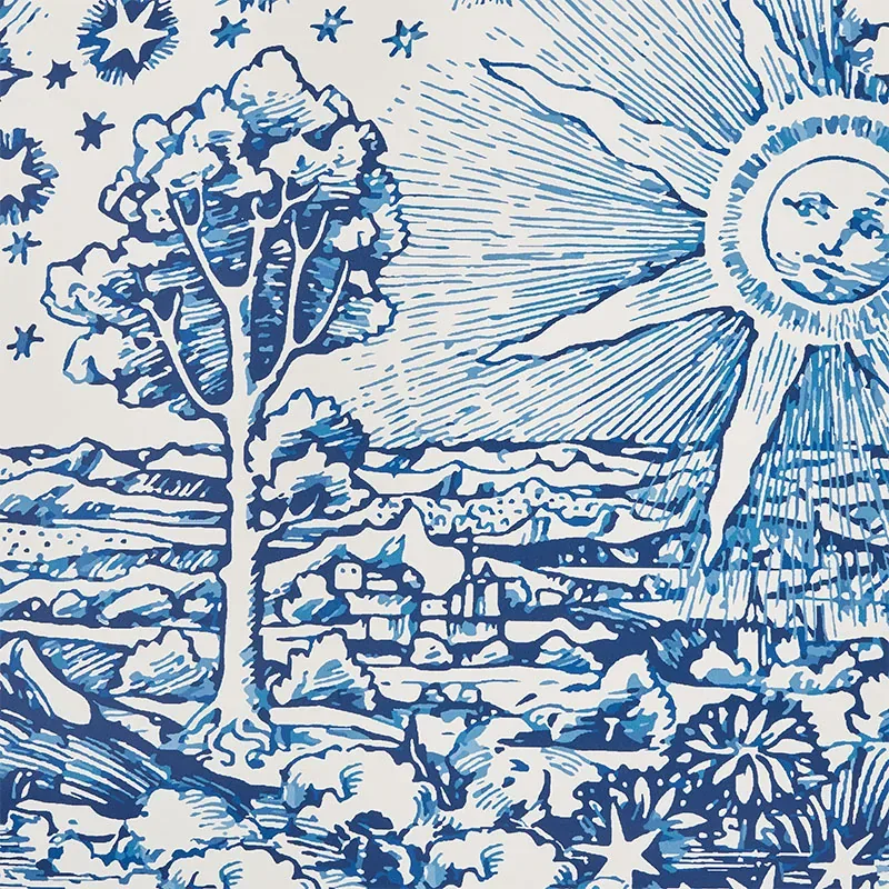 MODERN TOILE INDIGO Schumacher Wallpaper wallpaper - SKU 5010421