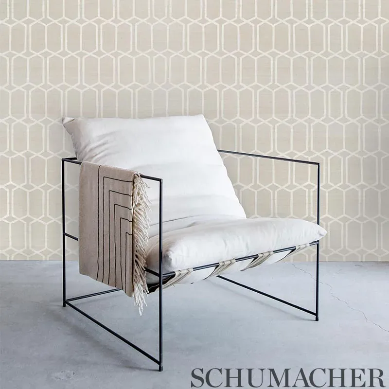 MODERN TRELLIS HEMP SHIMMER - MOONSTONE Schumacher Wallpaper MODERN TRELLIS HEMP SHIMMER MOONSTONE Schumacher Wallpaper wallpaper - SKU 5010110