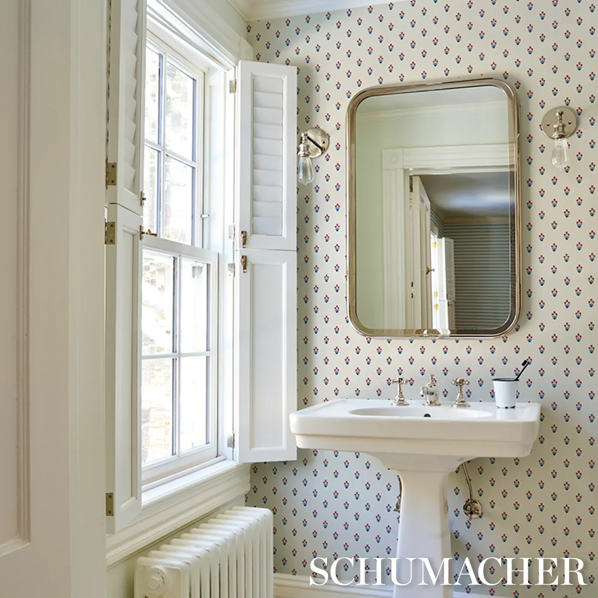 MOIRA HAND PRINT - BLUE & RED Schumacher Wallpaper | Wallpap MOIRA HAND PRINT BLUE & RED Schumacher Wallpaper wallpaper - SKU 5017661