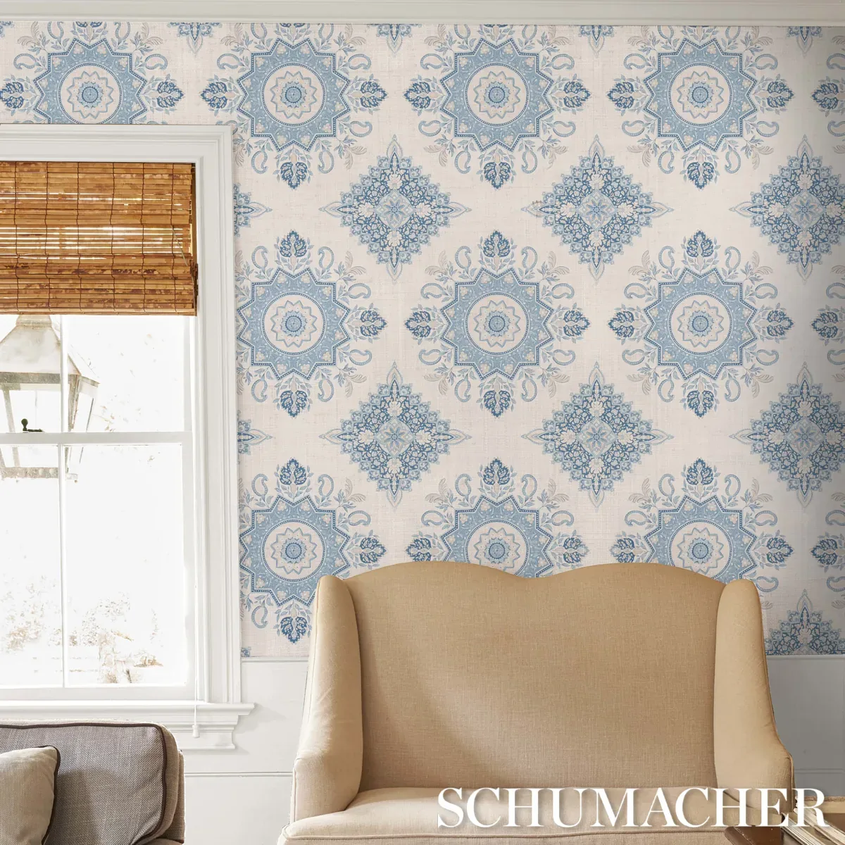 MONTECITO MEDALLION - CHINA BLUE Schumacher Wallpaper | Wall MONTECITO MEDALLION CHINA BLUE Schumacher Wallpaper wallpaper - SKU 5014362