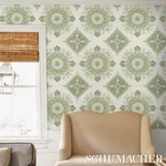 MONTECITO MEDALLION LEAF GREEN Schumacher Wallpaper wallpaper - SKU 5014361