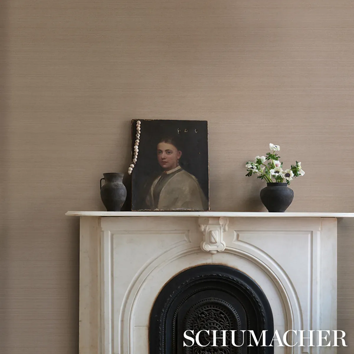MUSA ABACA WALLCOVERING ANTIQUE BLUSH Schumacher Wallpaper wallpaper - SKU 5016871