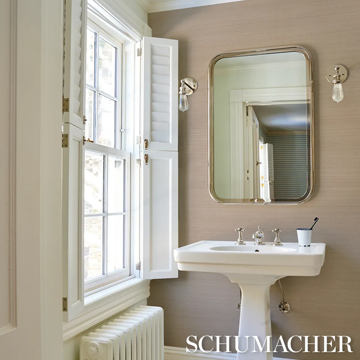 MUSA ABACA WALLCOVERING ANTIQUE BLUSH Schumacher Wallpaper wallpaper - SKU 5016871