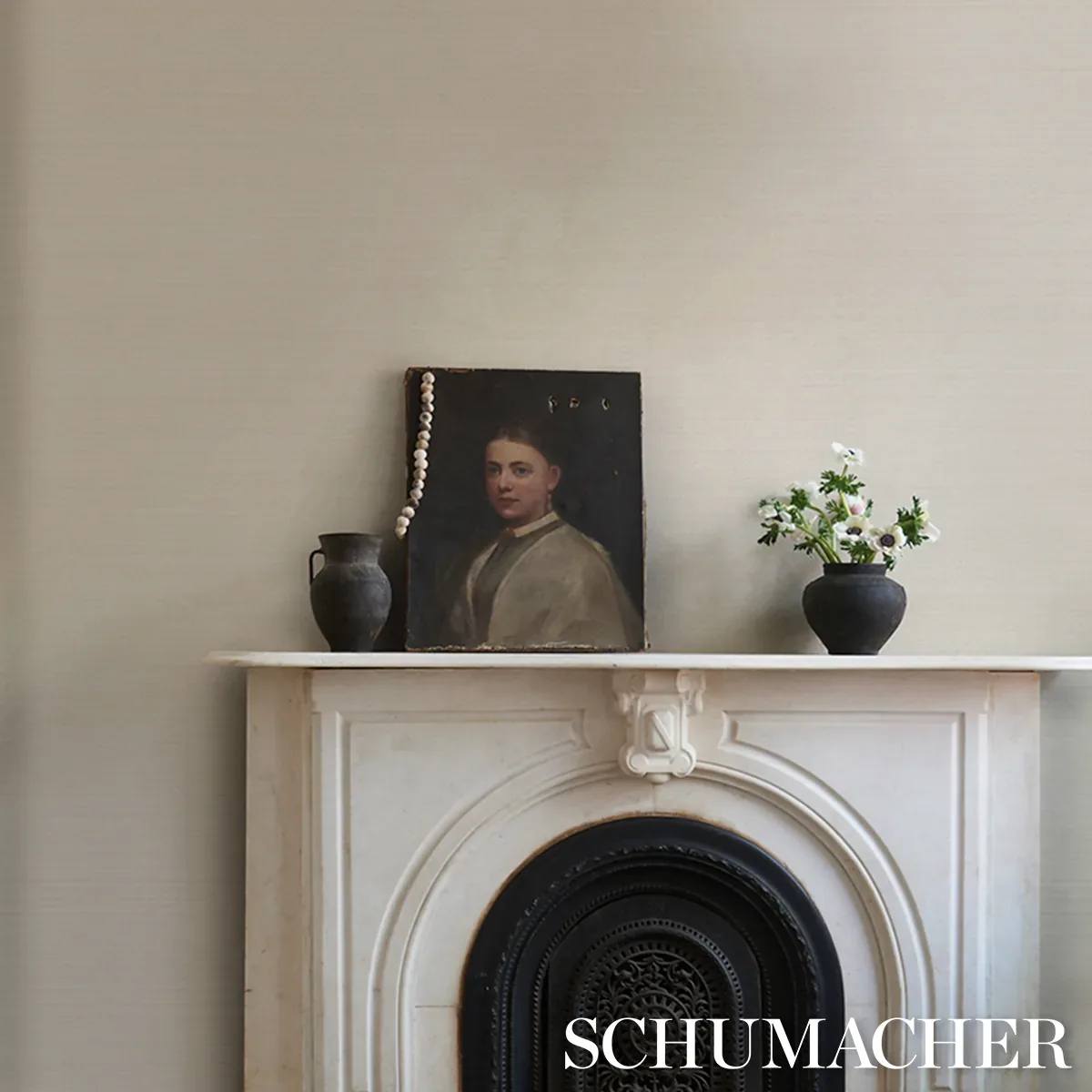 MUSA ABACA WALLCOVERING IVORY Schumacher Wallpaper wallpaper - SKU 5016870