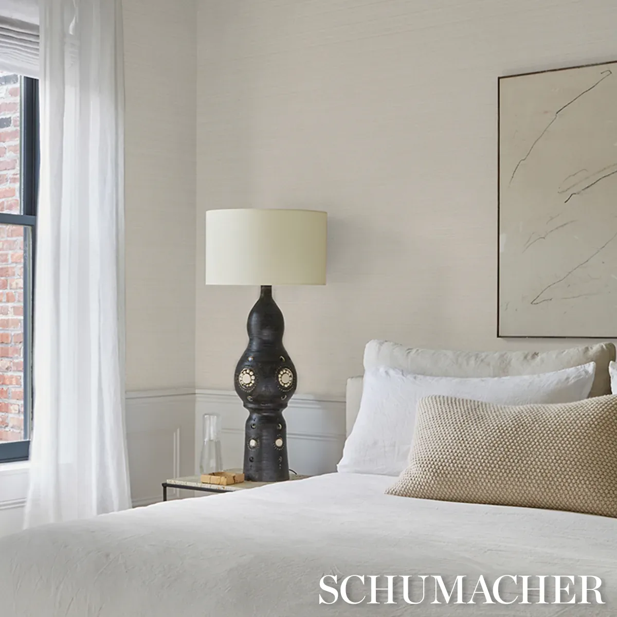 MUSA ABACA WALLCOVERING IVORY Schumacher Wallpaper wallpaper - SKU 5016870
